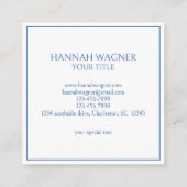 Blue and White Palm Palmetto Tree Monogram Quadratische Visitenkarte (Rückseite)