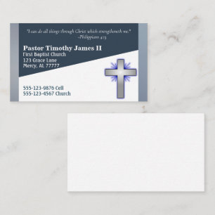 Blue and White Pastor oder Deacon Cross Business C Visitenkarte