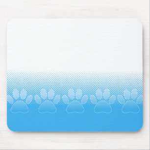 Blue And White Paws With Newsprint Background Mousepad