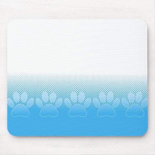Blue And White Paws With Newsprint Background Mousepad (Vorne)