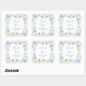 Blue and White Peony Brautparty Vielen Dank Quadratischer Aufkleber (Blatt)