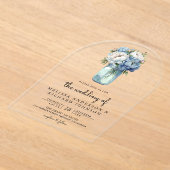 Blue and White Peony Mason Jar Wedding Acryleinladungen (Ablage )