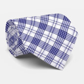 Blue And White Plaid  Krawatte (Gerollt)