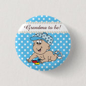 Blue and White Polka Dot | Baby Boy Button (Vorderseite)