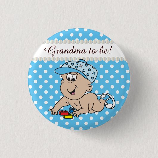 Blue and White Polka Dot | Baby Boy Button (Vorderseite)