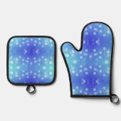 blue and white polka dot pattern on one side ofenhandschuh & Topflappen-Set (Vorderseite)