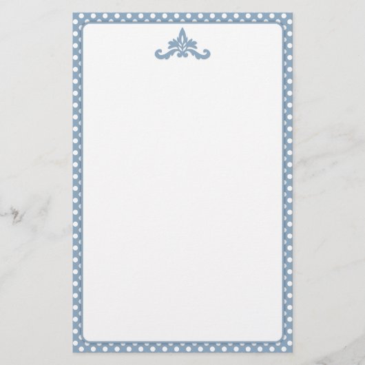 Blue and White Polka Dot Stationery Briefpapier (Vorderseite)