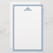 Blue and White Polka Dot Stationery Briefpapier (Vorne/Hinten)