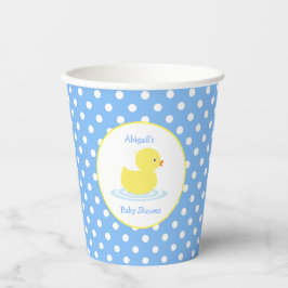 Blue and White Polka Dot Yellow Duck Baby Duck Pappbecher
