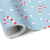 Blue and White Polka Dots and Candy Cane Geschenkpapier (Rolleneckpunkt)