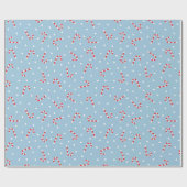 Blue and White Polka Dots and Candy Cane Geschenkpapier (Flach)