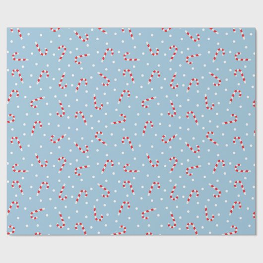 Blue and White Polka Dots and Candy Cane Geschenkpapier (Flach)