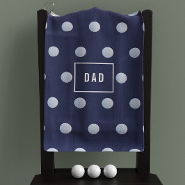 Blue and White Polka Dots Moderne Mit Monogramm Golfhandtuch