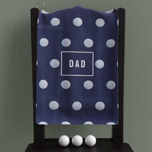 Blue and White Polka Dots Moderne Mit Monogramm Golfhandtuch