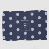 Blue and White Polka Dots Moderne Mit Monogramm Golfhandtuch (Horizontal)