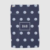Blue and White Polka Dots Moderne Mit Monogramm Golfhandtuch (Vorderseite)