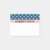 Blue and White Polka Dots Post-it Klebezettel (Vorderseite)