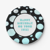 Blue and White Polka Dots Retro Moderner Spaß Pappteller (Vorderseite)