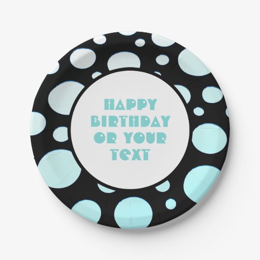 Blue and White Polka Dots Retro Moderner Spaß Pappteller (Vorderseite)