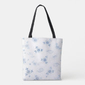 Blue and White Porcelain Floral Pattern Tote Bag Tasche (Rückseite)