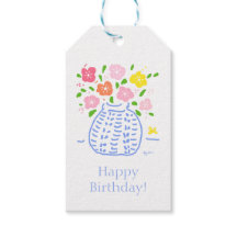 Blue and White Posy Vase Gift Tag