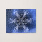 Blue and White Real Snowflake Hard Jigsaw Puzzle (Horizontal)