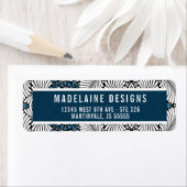 Blue and White Retro Themed Fern Leaf-Adresse (Insitu)