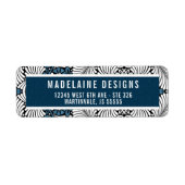 Blue and White Retro Themed Fern Leaf-Adresse (Vorne)