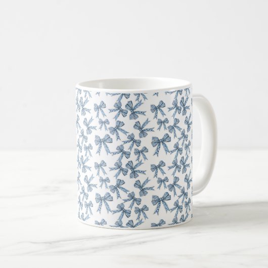Blue and White Ribbon Pattern Custom Quote Kaffeetasse (VorderseiteRechts)