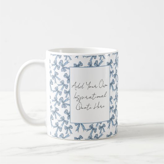 Blue and White Ribbon Pattern Custom Quote Kaffeetasse (Links)