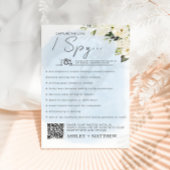 Blue and White Rose "I Spy" Hochzeitsspiel