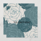 Blue and White Roses Baby Dusche Einladung (Vorne/Hinten)