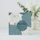 Blue and White Roses Baby Dusche Einladung (Stehend Vorderseite)