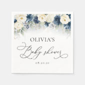 Blue and White Roses Babydusche Papier Napkin Serviette (Vorderseite)