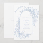 Blue And White Save The Date Einladung (Vorne/Hinten)