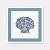 Blue and White Scallop Cocktail Napkins Serviette (Vorderseite)