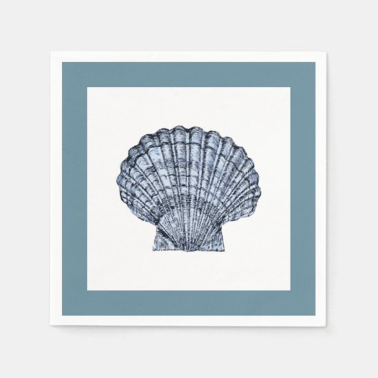 Blue and White Scallop Cocktail Napkins Serviette (Vorderseite)