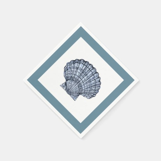 Blue and White Scallop Cocktail Napkins Serviette (Ecke)