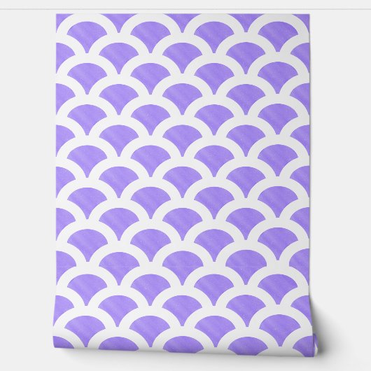 Blue and White Scallop Wallpaper Tapete (Abrollen)