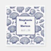 Blue and White Seashell Beach Wedding Napkins Serviette (Vorderseite)