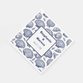 Blue and White Seashell Beach Wedding Napkins Serviette (Ecke)