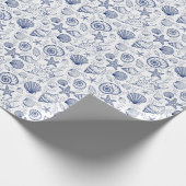 Blue and White Seashell Geschenkpapier (Ecke)
