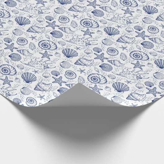 Blue and White Seashell Geschenkpapier (Ecke)