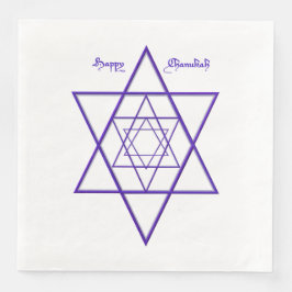 Blue and White Six Pointed Star Chanukah Napkins Serviette
