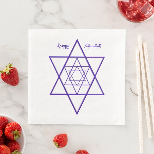 Blue and White Six Pointed Star Chanukah Napkins Serviette (Beispiel)