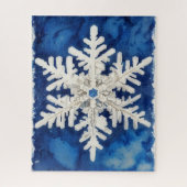 Blue and White Snowflake Art Winter Holiday Puzzle (Vertikal)