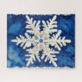 Blue and White Snowflake Art Winter Holiday Puzzle (Horizontal)