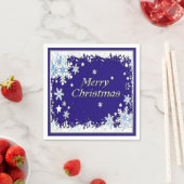 Blue and White Snowflake Frohe Weihnachten Napkins Serviette (Beispiel)
