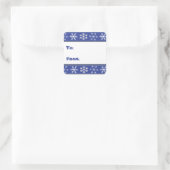 Blue and White Snowflake Geschenkartikel #HolidayZ Quadratischer Aufkleber (Tasche)