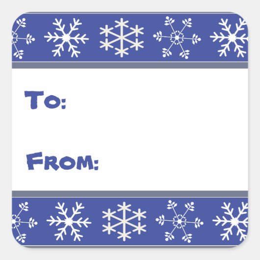 Blue and White Snowflake Geschenkartikel #HolidayZ Quadratischer Aufkleber (Vorderseite)